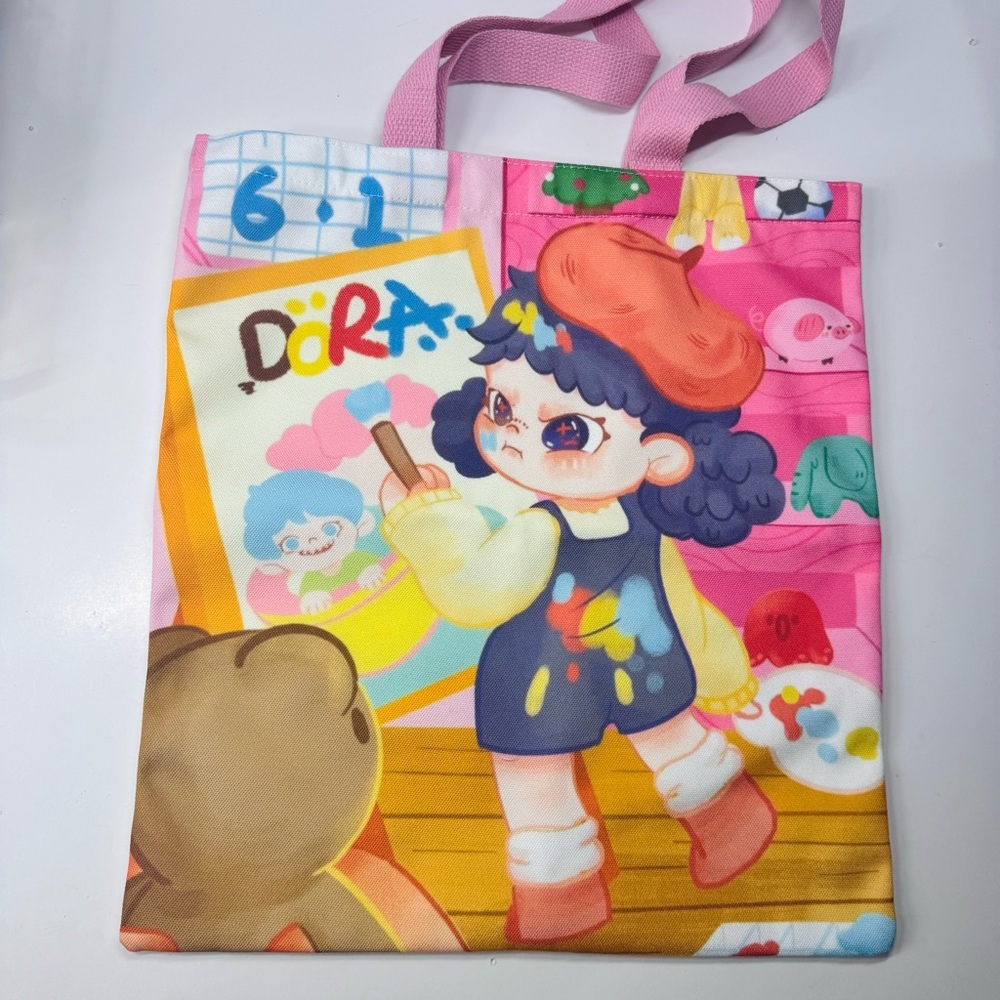 Dora Canvas Tote Bag, Pop Mart Style Character Bag